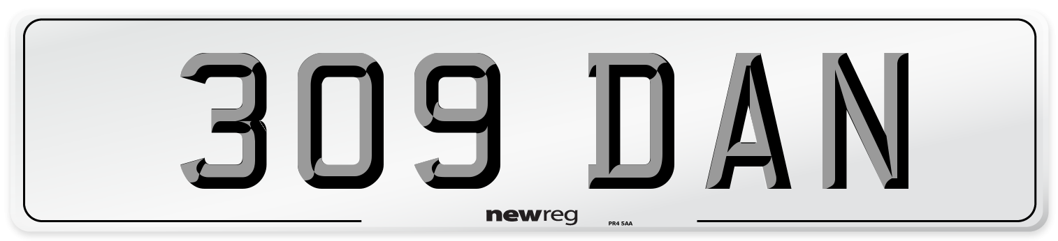 309 DAN Number Plate from New Reg